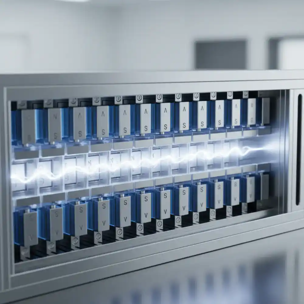 Schematic internal view of magnetic arrays