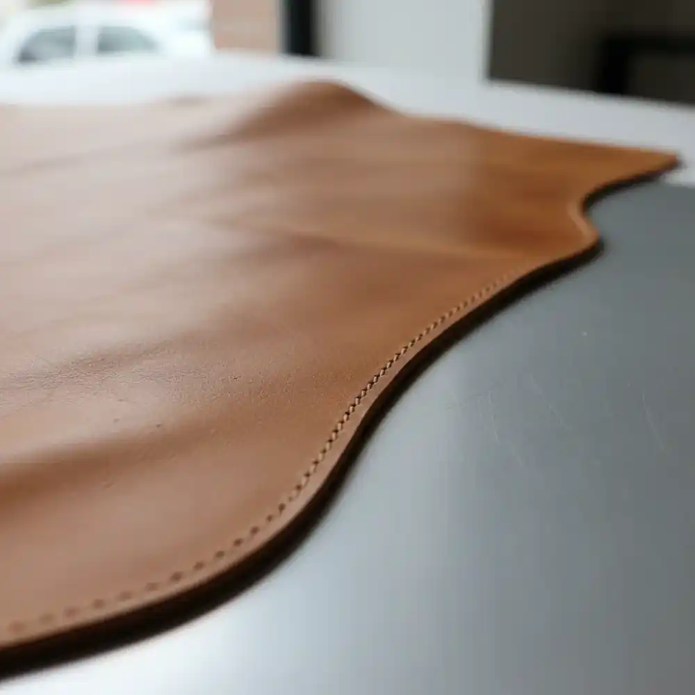 Close up of premium leather and aluminum materials